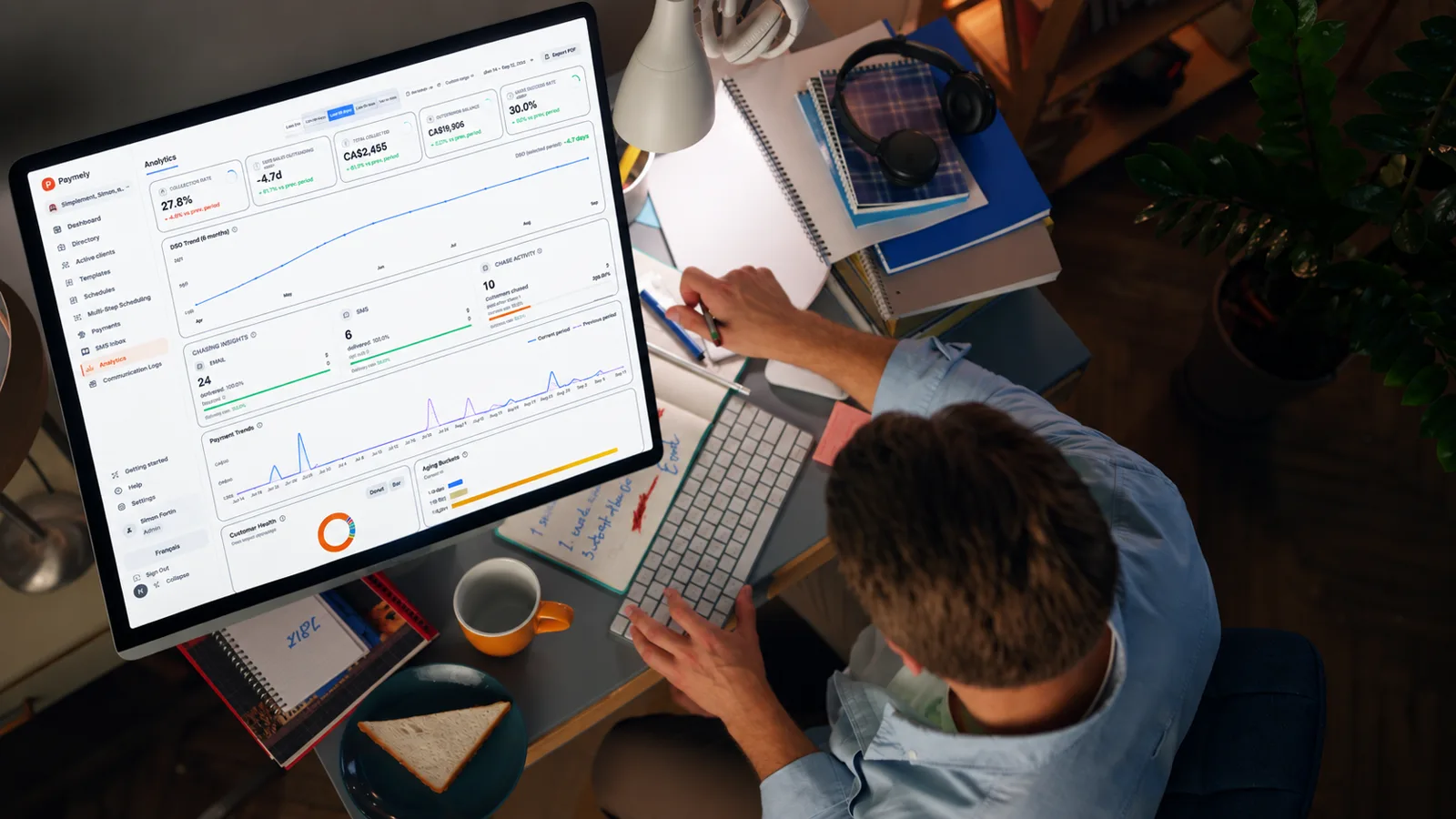 Prêteur consultant son tableau de bord Paymely