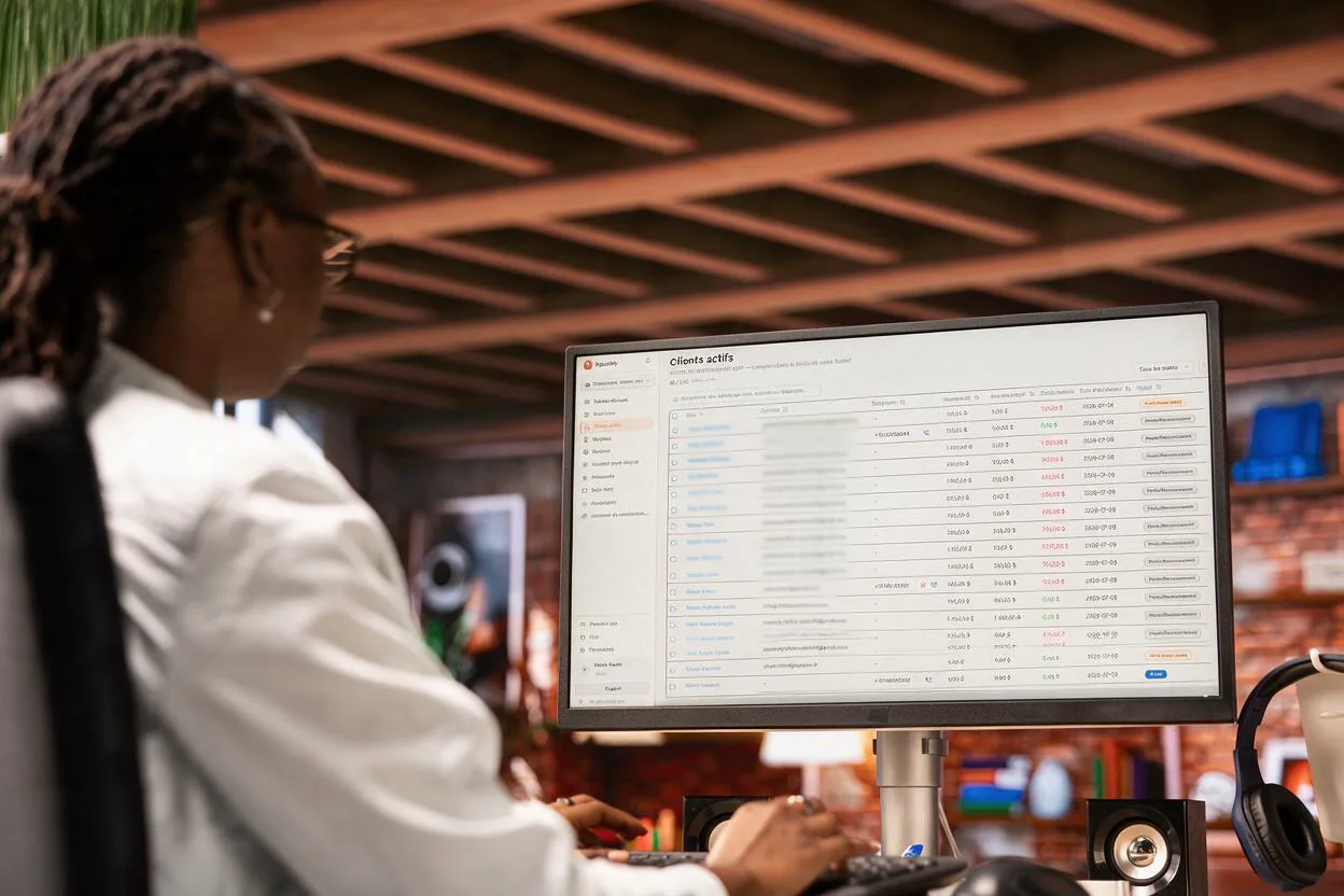 Professionnelle consultant la liste de ses clients dans Paymely